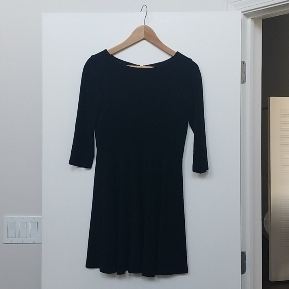Alice + Olivia Black Ribbed Fit & Flare Dress